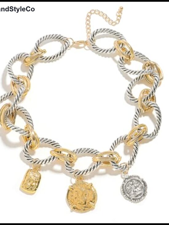 Jewelry - Vintage Coin Medallion Choker Necklace Women Statement Jewelry Cable Rope Chain